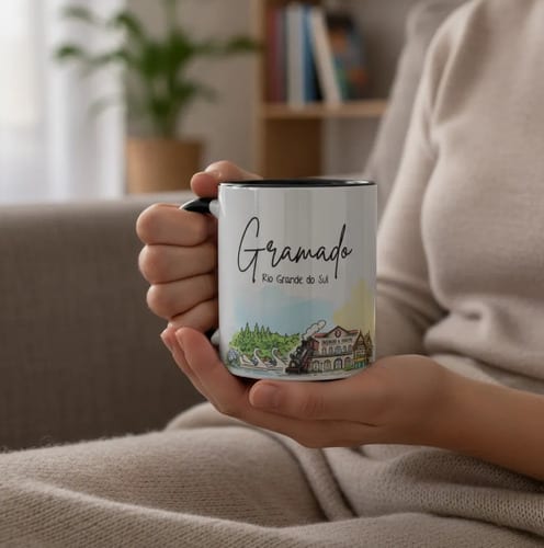 Caneca Lembrança Cidade de Gramado - Rio Grande do Sul - Preta - Outros (Aniversário)