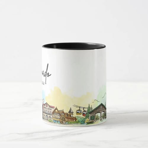 Caneca Lembrança Cidade de Gramado - Rio Grande do Sul - Preta