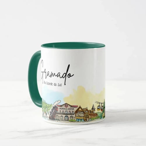 Caneca Lembrança Cidade de Gramado - Rio Grande do Sul - Verde Escuro