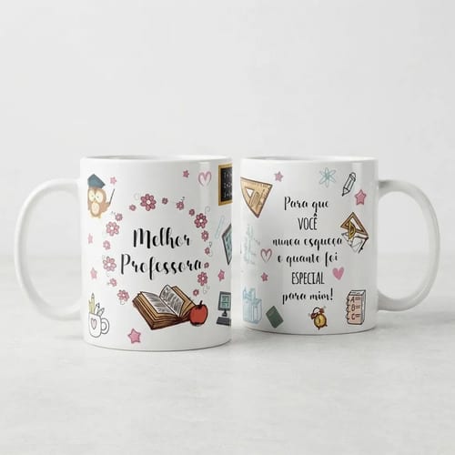 Kit 2 Canecas Personalizadas Professora Presente Melhor Professora