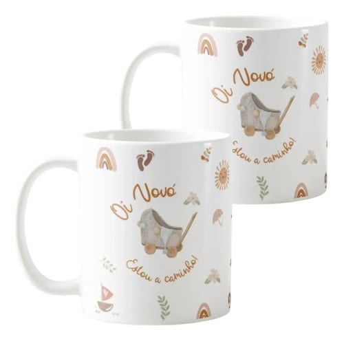 Kit Baby Boho - 2 Canecas Anúncio de Grávidez Vovó e Vovó