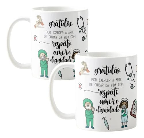 Kit 2 Canecas Personalizadas Enfermagem Cerâmica Presente Enfermeiro - Profissões (Enfermeiro(a))