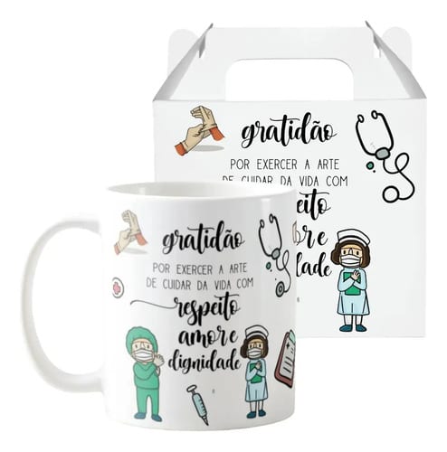 Kit 2 Canecas Personalizadas Enfermagem Cerâmica Presente Enfermeiro