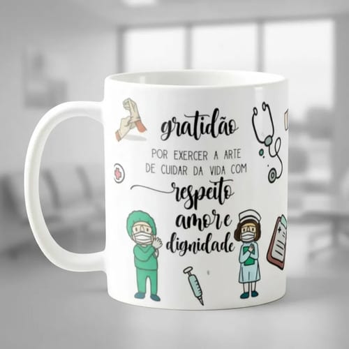 Kit 2 Canecas Personalizadas Enfermagem Cerâmica Presente Enfermeiro