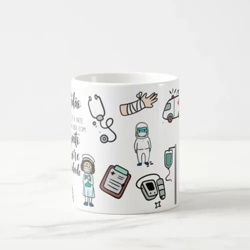 Kit 2 Canecas Personalizadas Enfermagem Cerâmica Presente Enfermeiro