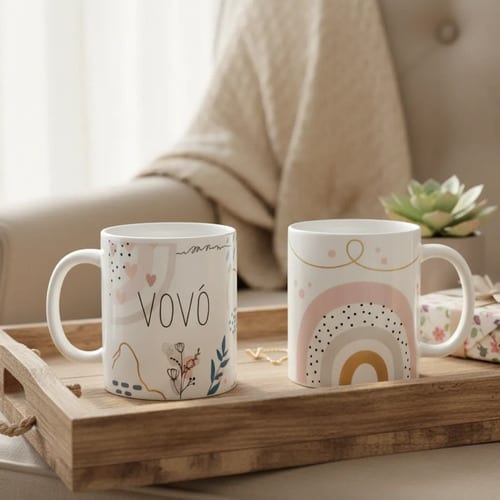 Kit para Avós - Canecas Cerâmica Vovó e Vovô – Presente Pronta entrega + caixinha inclusa