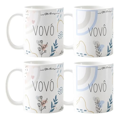 Kit para Avós - Canecas Cerâmica Vovó e Vovô – Presente Pronta entrega + caixinha inclusa