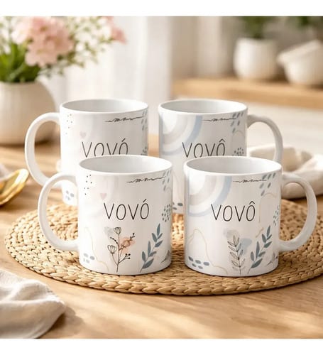 Kit para Avós - Canecas Cerâmica Vovó e Vovô – Presente Pronta entrega + caixinha inclusa - Família (Avó)