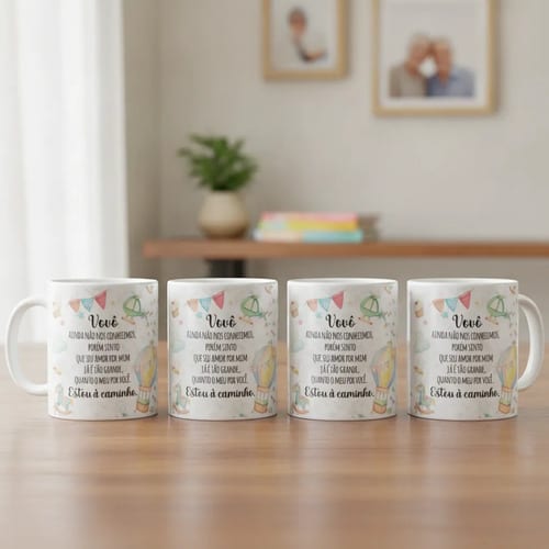 Kit Canecas Personalizadas Gravidez Surpresa Avô E Avó Branco Combo 4 Vovó E Vovô