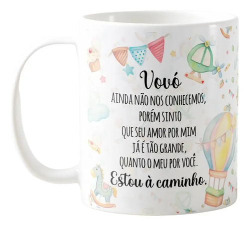Kit Canecas Personalizadas Gravidez Surpresa Avô E Avó Branco Combo 4 Vovó E Vovô