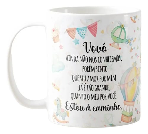 Kit Canecas Personalizadas Gravidez Surpresa Avô E Avó Branco Combo 4 Vovó E Vovô