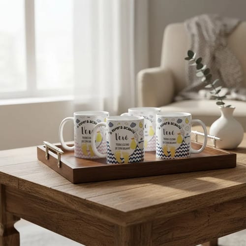 Kit Canecas Cerâmica 325ml Grávidez Surpresa Avós Vovô Branco Presente Criativo Combo 4 Preparem O Colinho - Família (Avó e Avô)