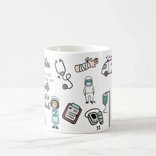 Kit 5 Canecas Personalizadas Enfermagem Cerâmica Presente Enfermeiro