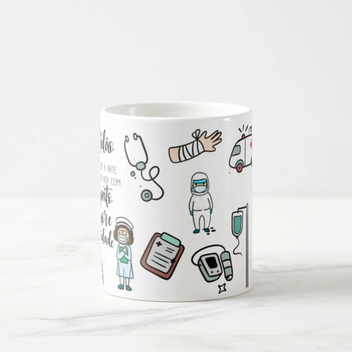 Kit 5 Canecas Personalizadas Enfermagem Cerâmica Presente Enfermeiro