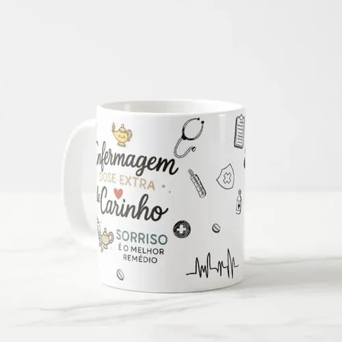 Kit 4 Canecas Enfermagem Profissões Pronta Entrega Presente Carinho