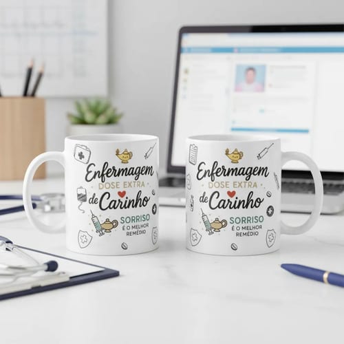 Kit 4 Canecas Enfermagem Profissões Pronta Entrega Presente Carinho