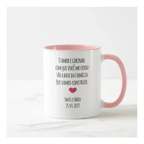 Caneca Casamento para Mãe da Noiva Ramos de Flores Marsala