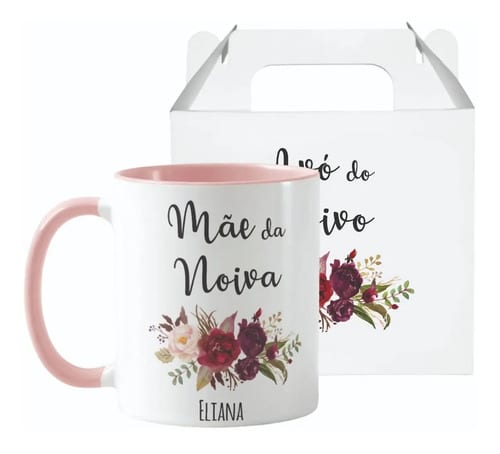 Caneca Casamento para Mãe da Noiva Ramos de Flores Marsala - Casamento (Mãe)