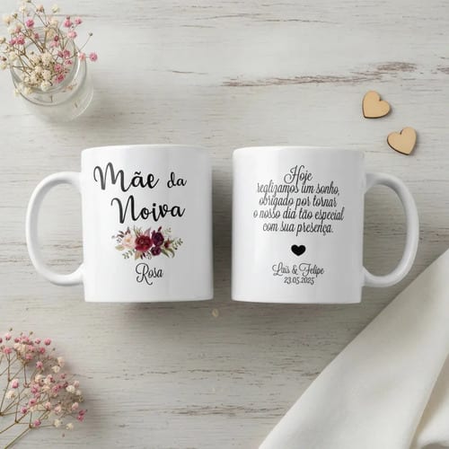 Kit 2 Canecas Lembrança Casamento Pai E Mãe Da Noiva Marsala - Casamento (Noiva)