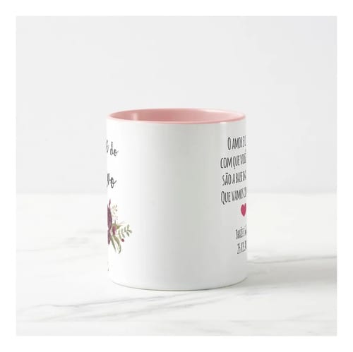 Caneca Casamento para Mãe do Noivo Ramos de Flores Marsala