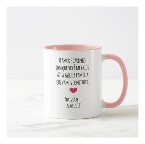 Caneca Casamento para Mãe do Noivo Ramos de Flores Marsala