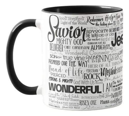 Caneca Personalizada Os Nomes De Jesus Preto - Religioso (igreja)