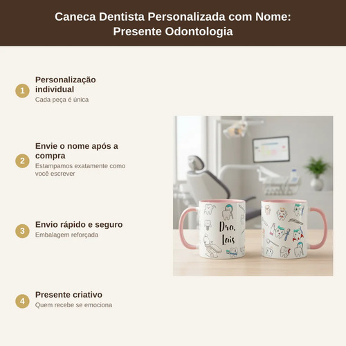 Caneca Dentista Odontologista Com Nome