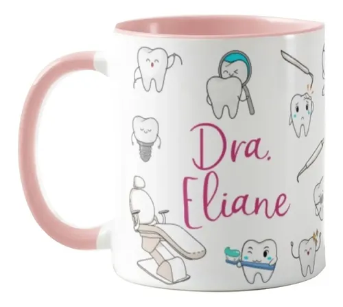 Caneca Dentista Odontologista Com Nome
