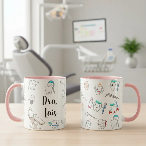 Caneca Dentista Odontologista Com Nome - Profissões (Dentista)