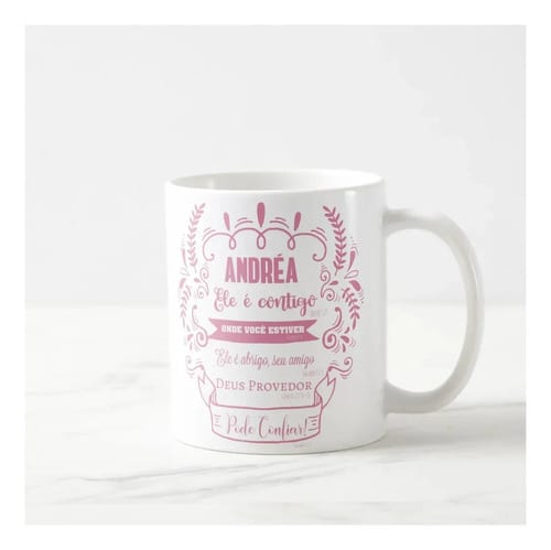 Caneca Porcelana Branca 325ml Dia Mulheres Evangélica Presente Branco