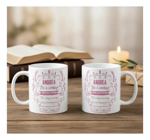 Caneca Porcelana Branca 325ml Dia Mulheres Evangélica Presente Branco