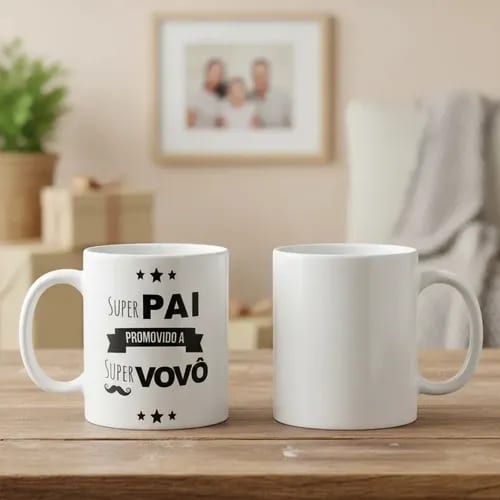 Caneca Presente Avô Super Pai Promovido a Vovô