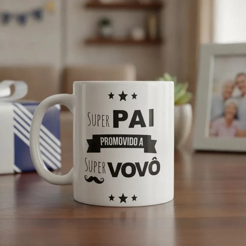 Caneca Presente Avô Super Pai Promovido a Vovô - Família (Pai/Avô)