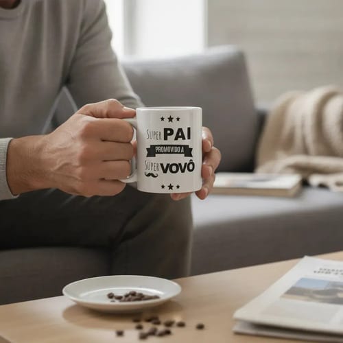 Caneca Presente Avô Super Pai Promovido a Vovô