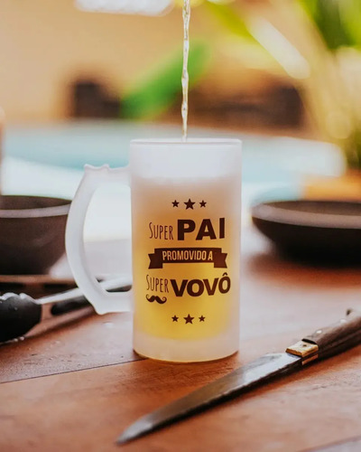 Copo de Chopp Pai Promovido a Super Vovô Pronta Entrega