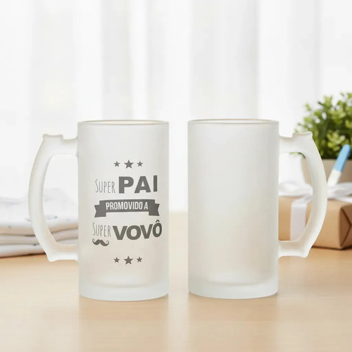Copo de Chopp Pai Promovido a Super Vovô Pronta Entrega