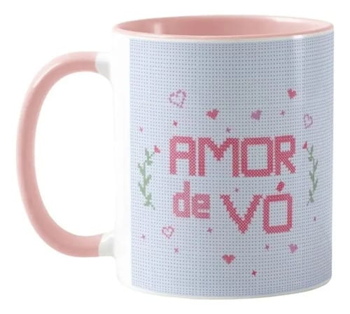 Caneca Present Avó Amor de Vó Bordado - Família (Avó)
