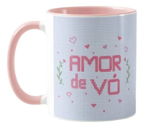 Caneca Present Avó Amor de Vó Bordado - Família (Avó)