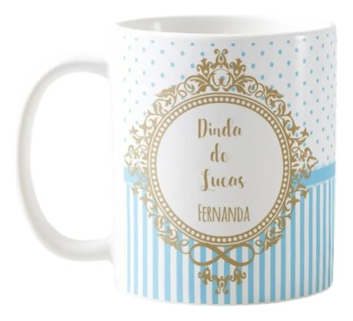 Caneca Presente Batizado Batismo Crisma Brasão Azul Claro - Batizado (Batizando(a))