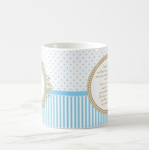 Caneca Presente Batizado Batismo Crisma Brasão Azul Claro
