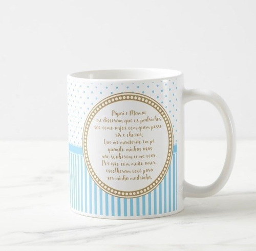 Caneca Presente Batizado Batismo Crisma Brasão Azul Claro