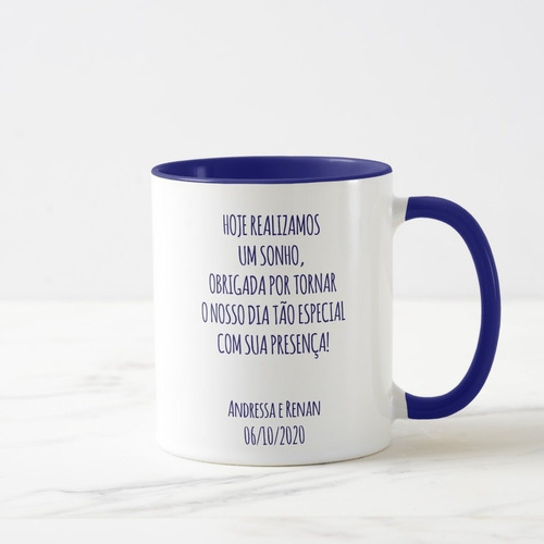 Caneca Lembrança Mãe do Noivo Recordação Casamento Azul