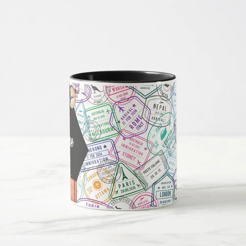 Caneca Personalizada Viajantes Viagens Passaporte Nome