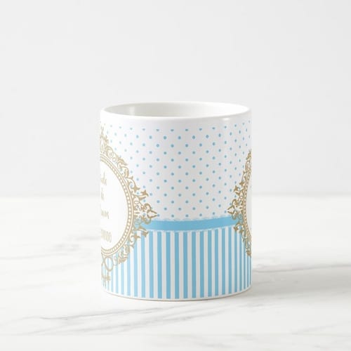 Caneca Presente Convite Padrinho de Batizado Crisma Azul