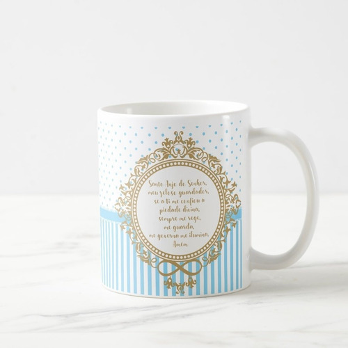 Caneca Presente Convite Padrinho de Batizado Crisma Azul