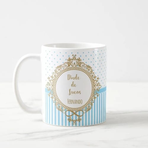 Caneca Presente Convite Padrinho de Batizado Crisma Azul - Batizado (Padrinho)
