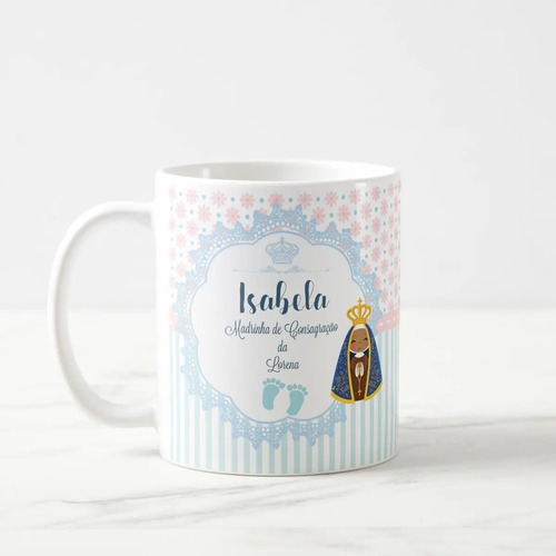 Conjunto Almofada e Caneca Madrinha de Consagração Batizado