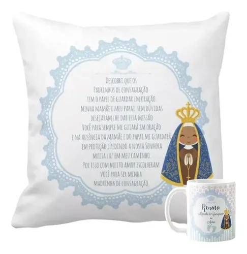 Conjunto Almofada e Caneca Madrinha de Consagração Batizado - Batizado (Madrinha de Consagração)
