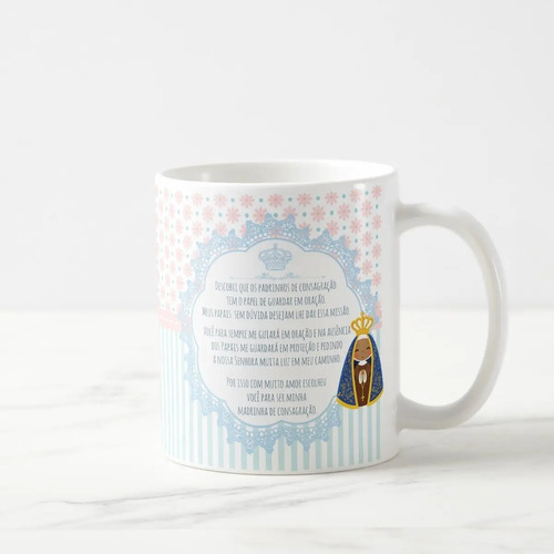 Conjunto Almofada e Caneca Madrinha de Consagração Batizado