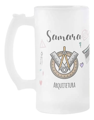 Copo de Cerveja Arquitetura Presente Criativo Arquiteta - Profissões (Arquiteto(a))